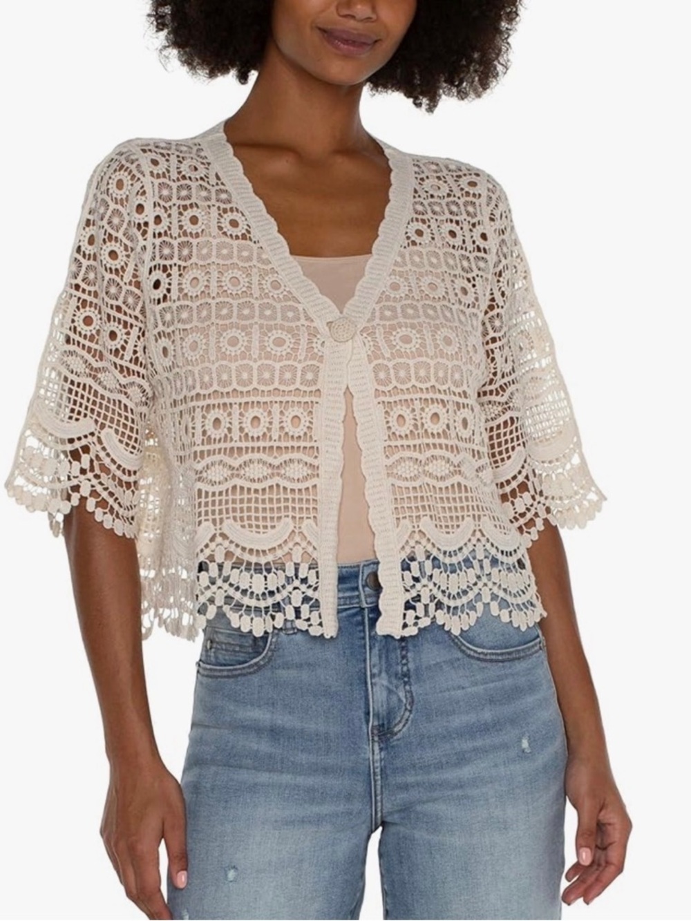 Liverpool Womens Short Sleeve Lace Bolero